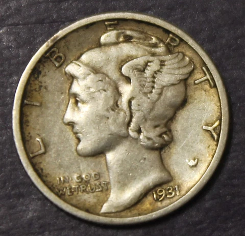 1931 S Mercury Dime XF....................Lot 9374 Cover