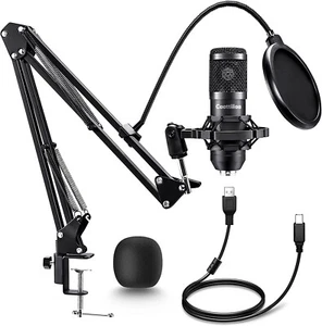 192khz/24bit Plug & Play Computer Cardioid USB Microphone w/Boom Arm - Picture 1 of 6