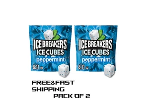 ICE BREAKERS Ice Cubes Peppermint Sugar Free Chewing Gum Pouch, 8.11 Oz Pack 2 - Picture 1 of 1