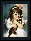 93887 English Picture Tabby Cat Kitten Little Girl Decor Wall Print Poster
