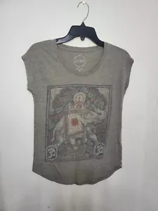 Pre-Loved Women’s Lucky Brand Gray Graphic Short Sleeve Shirt Size XS - Picture 1 of 8