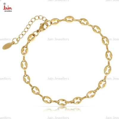 Brazalete brazalete de cadena de oro real macizo de 14 quilates, 18 quilates, 22 quilates para hombre Foto 1 de 4