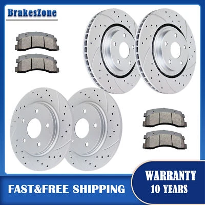 Pastillas de rotores de freno delanteros traseros aptas para Dodge Journey 2009 2010 2011-12 perforadas Foto 1 de 4