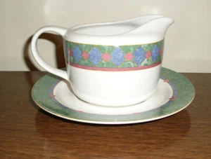Pfaltzgraff Amalfi Mediterranean Gravy Boat w/ Liner Plate - Pat Farrell - Imagen 1 de 5
