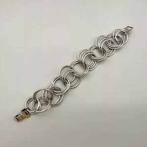 Lia Sophia Bracelet Womens Modern Silver Tone Chunky Round Link Chain 7 Inch - Picture 1 of 7