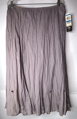 NUEVO CON ETIQUETAS Style & Co XL 100% Algodón Gris Mujer Falda Arrugada con Cuentas India Foto 1 de 4