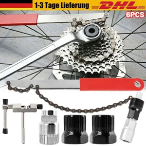 6PCS Kettenpeitsche Ritzelabzieher Schraubkranz Fahrrad-Repartur Werkzeug Set DE - Bild 1 von 12