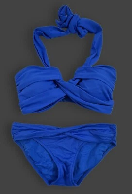 Traje de baño bikini de dos piezas Seafolly Goddess Twist Bandeau azul talla 6 y 4 Foto 1 de 4