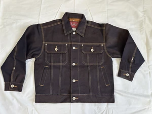 Vintage WEBS JEANS  Blue Orange Denim Jean Jacket Boy's Small NEW NWOT - Picture 1 of 3