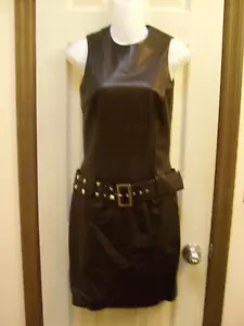 Versace Black Leather Sheath Dress with Studs & Belt- Size XS - Picture 1 of 4