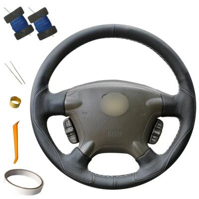 Cubierta de volante de coche de cuero negro personalizada para Honda CR-V CRV Foto 1 de 4