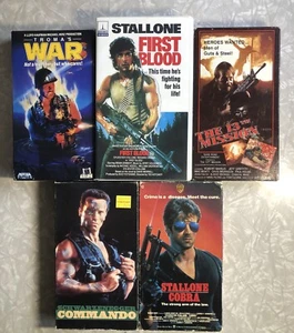 VHS LOT ARMY ACTION WEAPONS WAR BIG MACHO MEN W GUNS 80s CHEESE GORE VIOLENCE - Picture 1 of 3