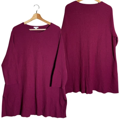 J. Jill Wool Knit Sweater Pullover Tunic Women's XL Purple Oversized Comfy Soft - Image 1 of 4