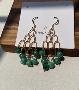 Orecchini fatti a mano in malachite verde naturale guarigione fortuna - Foto 1 di 2