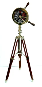 Antiker maritimer 38 Zoll Marine Schiff Maschinenraum Telegraph mit Holzstativ - Bild 1 von 7