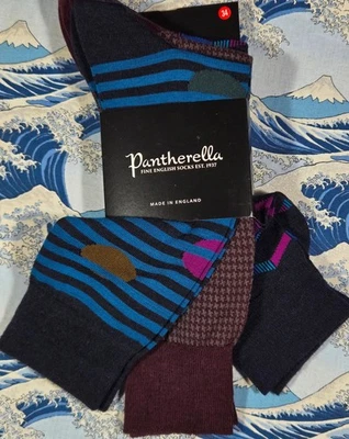 Pantherella Men's English Wool Socks 3-Pack Mixed Patterned UK 6-7 EU 39-40 £54 - Image 1 of 4