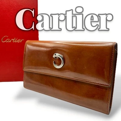 Cartera Cartier Panthere marrón charol plegable auténtica usada Japón Foto 1 de 4