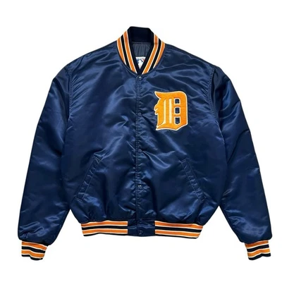 VTG 90s MLB DETROIT TIGERS STARTER SATIN BOMBER JACKET SIZE XL  MADE IN USA - Image 1 of 4