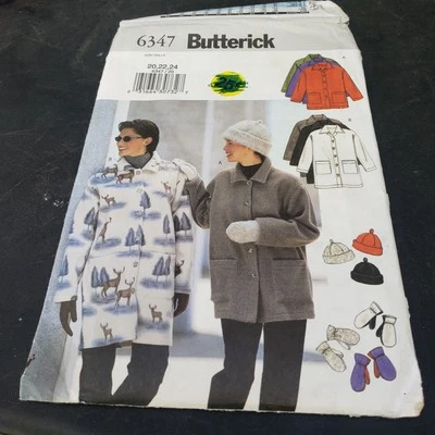 BUTTERICK 6347 SEWING PATTERN MISSES JACKET, HAT & MITTENS-UNCUT-SIZE 20-24 - Image 1 of 4