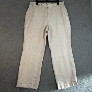 Pantalones para mujer Lauren Ralph Lauren 100 % lino pierna ancha 16 W rosa a rayas forrados - Imagen 1 de 8