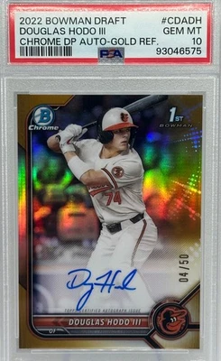 2022 Bowman Chrome 1st Douglas Hodo III True Gold Auto /50 PSA 10 - Image 1 of 2