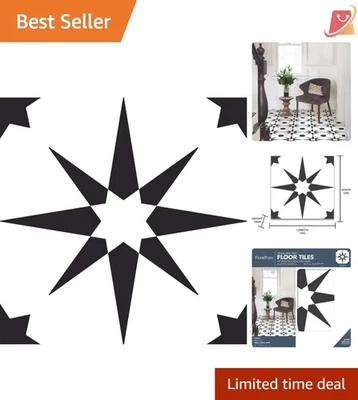 Azulejos de piso de vinilo pelados y pegados 12x12 pulgadas negros con patrones geométricos resistentes al agua Foto 1 de 4