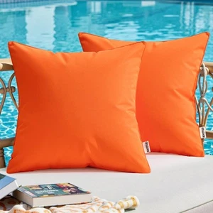 Outdoor Pillow Covers Orange Waterproof Decorative Patio Throw Pillow Covers ... - Picture 1 of 7