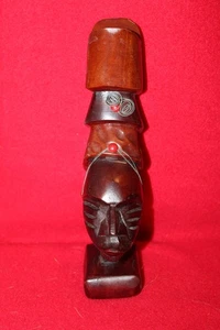 Hand Carved African Kenya Woman with Headdress Figurine - 10" tall - Picture 1 of 3