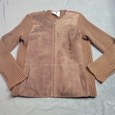 Chaqueta De Colección Emma & James Para Mujer Talla Pequeña Marrón Chocolate Gamuza Boho Elastizada Cremallera Foto 1 de 4