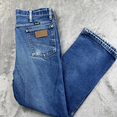 Jeans Wrangler Vintage Años 90 Corte Vaquero Calce Ajustado Trabajadores, Granjero 936DEN 36x27 EE. UU. Foto 1 de 4