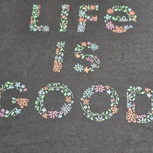 Life Is Good Women’s 2XL Crusher Tee Floral Graphic Black Colorful T-Shirt Top - Picture 1 of 7