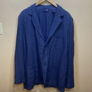 Grant Thomas Men’s XL Pure Linen Blazer BLUE Old Money Quiet Luxury Jacket Beach - Picture 1 of 7