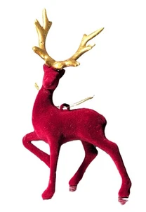 ¡Nuevo! Adorno de Navidad de reno flocado rojo, ¡NUEVO CON ETIQUETAS!  Mezcla y combina $5 ¡Envío todo! - Imagen 1 de 12