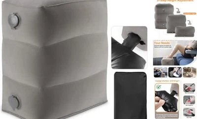  Almohada reposapiés inflable para viaje, cama de avión para niños, ajustable 3 grises Foto 1 de 4