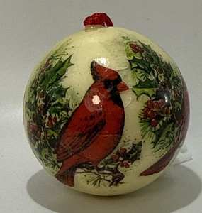 Kardinal Weihnachtsschmuck roter Vogel Stechpalme Urlaub Kugel 3 Zoll - Bild 1 von 3