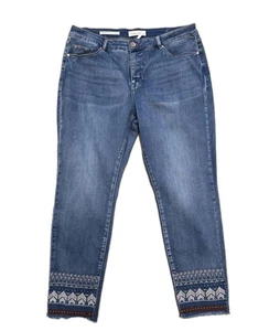 Tribal Plus Audrey Mid Rise bestickter Saum Ankle Jeans Größe 16 verziert  - Bild 1 von 7