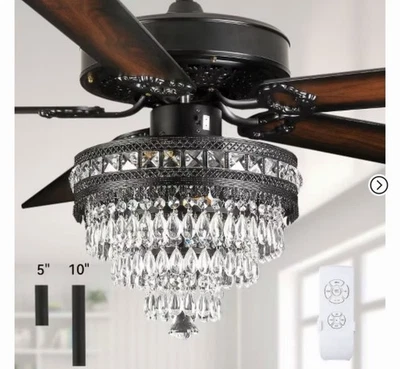 Crystal Ceiling Fan Fandelier with Lights - Modern  Fans with Remote Control - Image 1 of 4