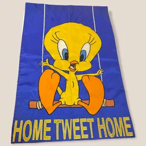 Vtg LOONEY TUNES TWEETY BIRD Home Sweet “tweet” Home FLAG Tapestry Tweety Bird - Picture 1 of 5
