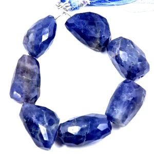 TANZANITE NUGGET FREE SIZE TUMBLE GEMS BEADS 1 STRAND 8"INCH FACETED - Picture 1 of 5