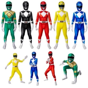 Kids Ranger Morphsuit Mighty Morphin Power Rangers Boys Jumpsuit Cosplay Costume - Picture 1 of 17