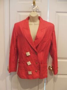 NWT $219 hot pink double breasted leather blazer jacket size 7/8