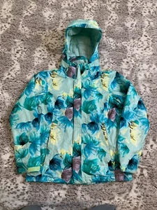 The North Face Womens Jacket Medium Blue Floral Hyvent Hoodie Insulated Outdoors - Picture 1 of 11