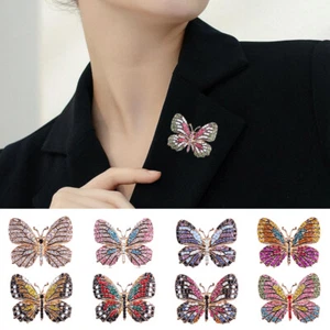 Women Brooches Pin Corsage Rhinestone Butterfly Brooch Clothes Accessories - Picture 1 of 31