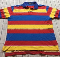 80s 90s VTG POLO RALPH LAUREN STRIPED L Shirt Sport COLORBLOCK Bold Wide T