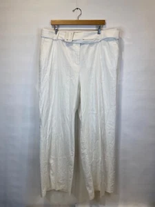 Lane Bryant Plus Size 18R White Belted Linen Wide Leg Trouser Pant NWT $69 - Picture 1 of 7