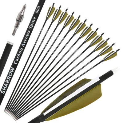 30" Carbon Arrow Archery SP500 4" Turkey Feather Recurvebow Compound Bow Hunting - Image 1 of 4