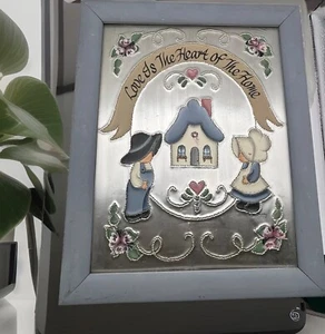 Punch Tin Art “Love Is The Heart Of The Home” Painted, Signed, Cottage Farmhouse - Picture 1 of 11