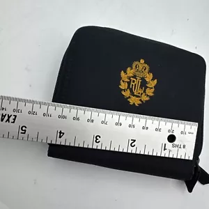 Ralph Lauren Portafoglio Vintage Corona Crest Monogramma Nero Oro Doppia Cerniera - Foto 1 di 17