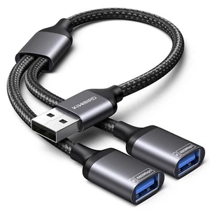 USB Splitter 2 Port, Dual USB 1 Male to 2 Female Adapter for Data Power Charging - Picture 1 of 8