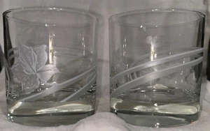 2er Set seltene geätzte Maple Leaf Swirl Whisky Gläser, massiv - Bild 1 von 4